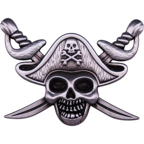 Skull andcrossbones Pin With hat and crossed swords Badge Like a Pirate