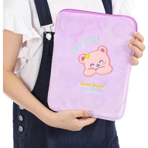 11 inch Laptop Case Tablet Bag Womens Bag Ladies Cute Cartoon Bear Pouch Case for iPad Protective Cover