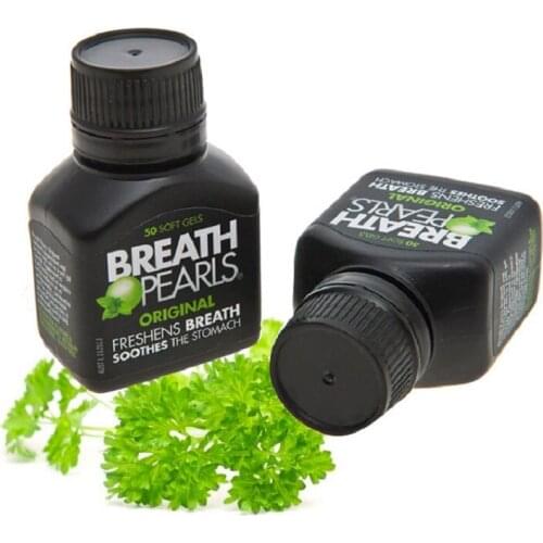 2PCS Australia Breath Pearls Original Freshens Breath 50Caps Peppermint Parsley Flavour for Long Lasting Fresh Breath No Sugar