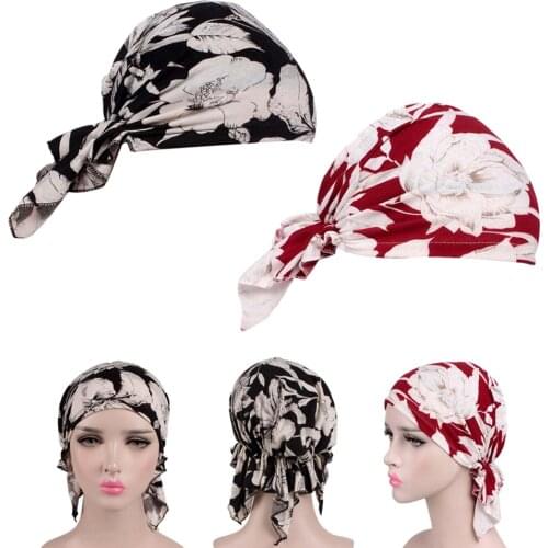 2x Women Chemo Cap Stretch Wrap Beanie Headscarf Hat Bandana For Hair Loss