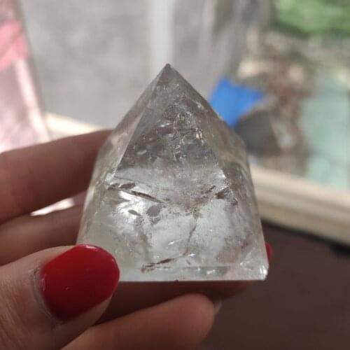 47mm Natural Transparent Quartz Crystal Pyramid Clear Reiki Healing Natural white crystal Pyramid raw stone polishing