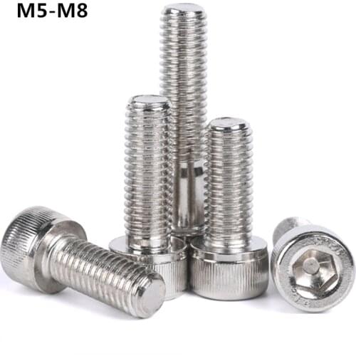 5/10/20Pcs DIN912 Full/Half Thread Cap Cup Allen Head Bolt Socket Hexagon Screw M5 M6 M8 12.9 Grade Nickel Plated Length 6-100mm
