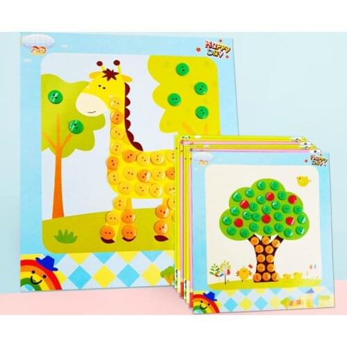 5Pcs/Set Kids DIY Craft Button Sticker Puzzle Educational Toys For Children Creative Cartoon Learning Arts And Crafts Toys Gift