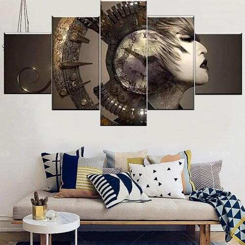 5 Pieces Wall Art Canvas Painting Character Poster Woman Head Modern Living Room Bedroom Framework Pictures Home Decoration