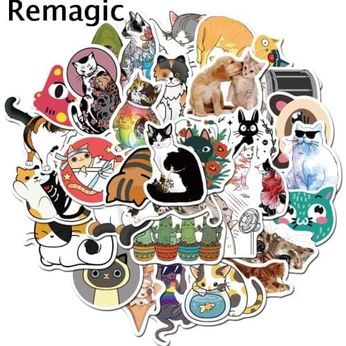 50pcs Funny cute black cat Scrapbooking Stickers Packs Waterproof Skateboard Luggage Motorcycle Graffiti Kid Toy decals pasters