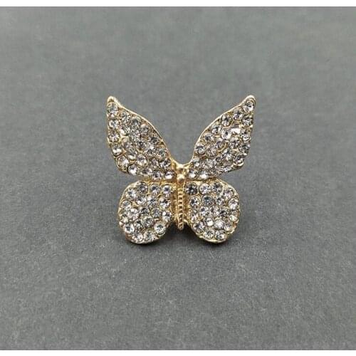 50pcs Butterfly Full Crystal Rhinestone Jewelry Flatback Button Buckle Brooch Shoes Bag Wedding Brides Hairpin Hair Clip Decor