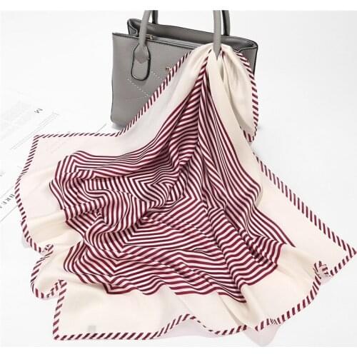 70*70CM New Korean Striped Small Square Scarf Scarf Variety Decorative Printing Imitation Silk Scarf Wholesale Decorate Casual
