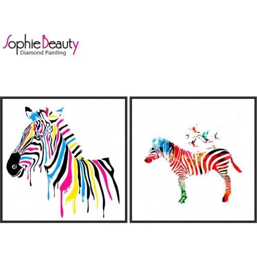 Diy Diamond Painting Cross Stitch Handmade Embroidery New Style Sweet Home Cartoon Rainbow Zebra Needlework Mosaic Drawing Kit