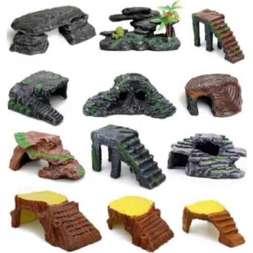 Tortoise Brazilian Snapping Turtle Basking Platform Pet Climbing Shelter Fish Tank Resin Decoration