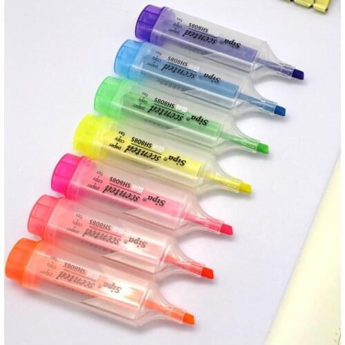 Scented color Highlighter pen Transparent body book marker Spot Liner Stationery Office School supplies F278