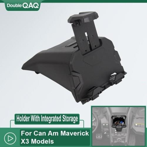 For 2017 2018 Can Am Maverick X3 Models Black Electronic Device Holder With Integrated Storage