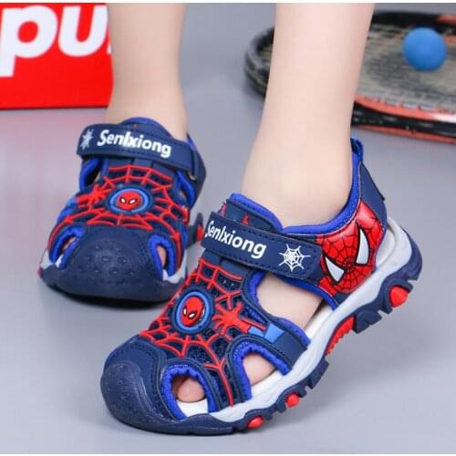 Disney Summer Cartoon Spiderman Kids Sandal Toddler Boys Spiderman Sandals Orthopedic Sport Pu Leather Baby Boys Beach Sandals