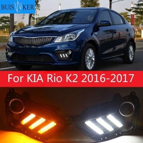 For KIA Rio K2 2016-2017 1 Pair 3-Color Car Daytime Running Light Turn Signal Light DRL LED Fog Lamp Cover