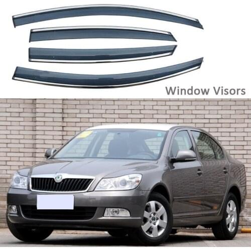 For Skoda Octavia 2007-2014 Car Styling Awnings Shelters Window Visors rain eyebrow Protector Exterior decoration 4PCS 2011 2013