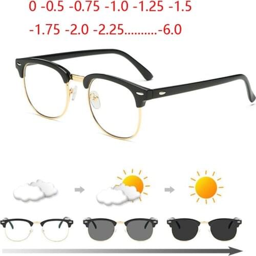 Diopter SPH 0 -0.5 -1 -1.5 -2 -2.5 -3 -3.5 -4 -4.5 -5 -5.5 -6.0 Anti Blue light Sun Photochromic Finished Myopia Glasses