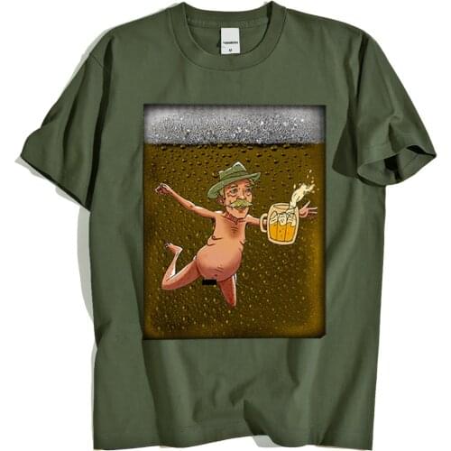 Il Baffo Italiano Cartoon Beer Print Men T Shirt Harajuku Summer Loose Breathable T Shirt O-Neck Loose Tee Clothing New Fashion