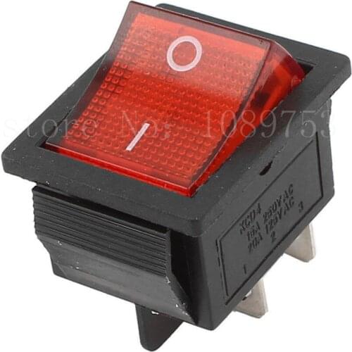 KCD4 DPST 4Pin 2 Position On-Off Rocker Switch Red Light AC 15A-250V 20A-125V 5PCS