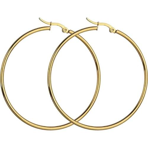 Fashion Stainless Steel Large Circle Earrings Big Hoop Earrings Silver Color Round Hoop Earrings For Women Jewelry Hoop Earrings