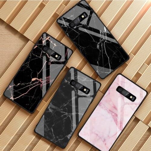 Marble Black Pink Tempered Glass Phone Case For Samsung Galaxy S8 S9 S10 S20 PLUS J8 J6 J4 2018 NOTE 8 9 10 Cover Shell