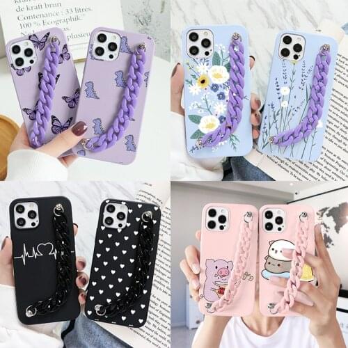 Cute Love Heart Wrist Bracelet Chain Soft Phone Case For OnePlus Nord 9 8 7 7T Pro 8T 6 Matte Silicone Cover Fundas Coque Shell