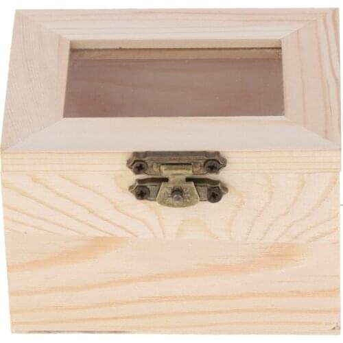 Unfinished Wood Classic Box with Hinged Lid for Arts, Crafts, Hobbies and Home Storage, Glass Top Box(3 Sizes to Select)