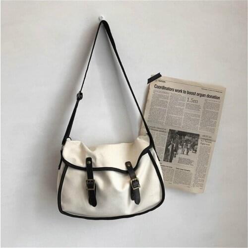 2021 new fashion retro canvas bag female large-capacity couple casual shoulder bag