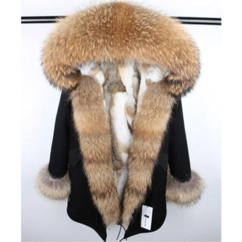 2020 new winter jacket natural fox fur collar outwear thick warm Artificial Fur Lining long winter jacket