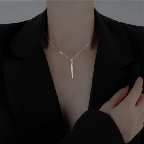 New Arrival Lady Crystal Geometry Gold Pendant Necklace For Women Jewelry Trendy Silver 925 Lady Necklace Clavicle Accessories
