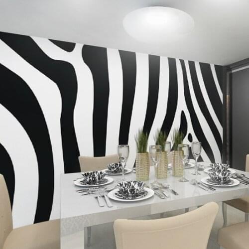 New 8D Large Mural Black White Zebra Murals 3d Mural Wallpaper 3D Wall Mural Wall paper for Dinning Room Decor