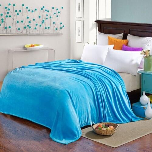 SunnyRain Solid Color Bed Blanket Fleece Blankets For Bed Throw Blanket King Size 200x230cm Machine Washable 23