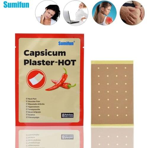 64Pcs/8Bags Capsicum Plaster Hot Muscle Joint Pain Arthritis Herbal Pain Reliever Body Massage Relaxation Patch Joint Pain Relif