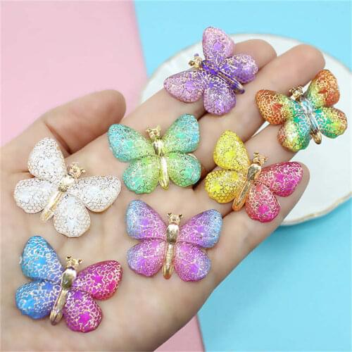 Julie Wang 10PCS Resin Butterfly Charms Random Mixed Gradient Butterfly Insect Animal Jewelry Making Accessory Home Decor