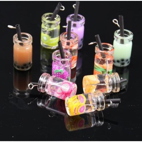 3D Transparent Glass Cup Charms Sweet Candy Drink Bottle Resin Pendants for Jewelry Making DIY Necklace Earrings Accessories