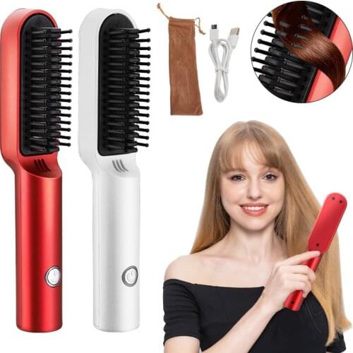 Heating Hair Comb Iron Men Beard Hair Straightener Ceramic Curler Professional Heated Comb Women Electric Hair Brush Straightene