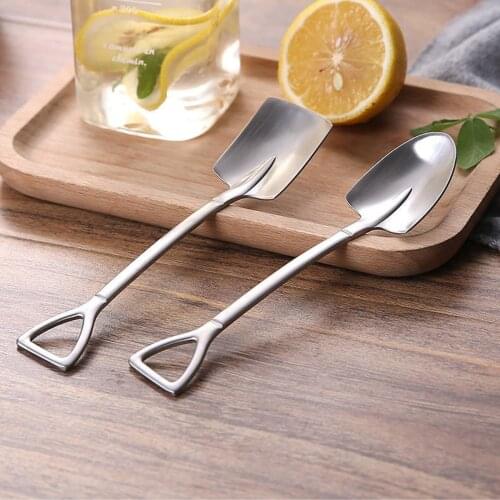 Retro thick creative coffee dessert ice cream mixing rice spoon 304 stainless steel shovel spoon engineer shovel spade spoon