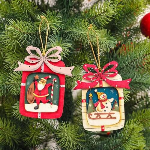 Christmas Ornaments, Cute Santa Claus Snowman Wooden Hanging Pendants Holiday Gift Tags Navidad Décor 2020 New Arrivals
