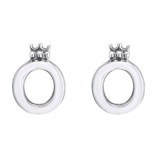 Polished Crown O Stud Earrings Elegant Jewelry Making 925 Original Sterling Silver Fashion Earring Studs Woman Gift