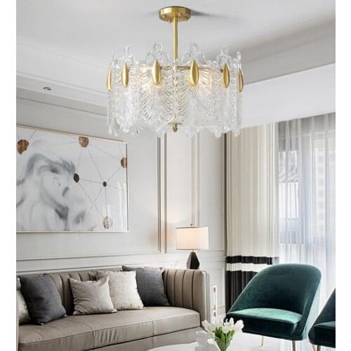 Nordic French palace American bedroom living room lamps European villa dining room crown glass chandelier