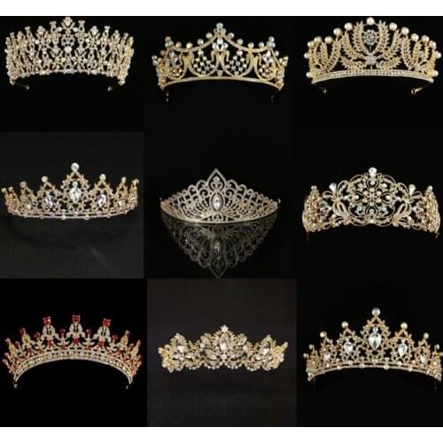 Wedding Gold Color crown queen bridal Tiaras bride crown headband Wedding Accessories diadem mariage hair jewelry ornaments