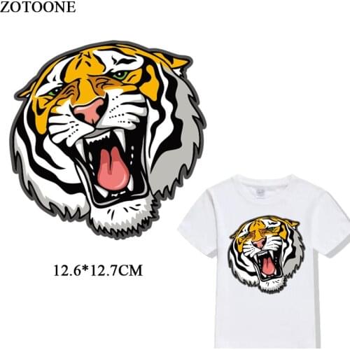 ZOTOONE Tiger Patch Iron On Transfer Animal Patches For Clothing DIY T-shirt jacket Accessory Decoration Appliqued Heat Press D