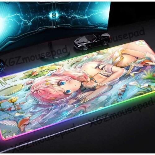 XGZ Anime Goldfish Pattern Custom Large RGB Mouse Pad Black Lock Edge Office Computer Desk Mat Rubber Non-slip 900x400 / 800x300