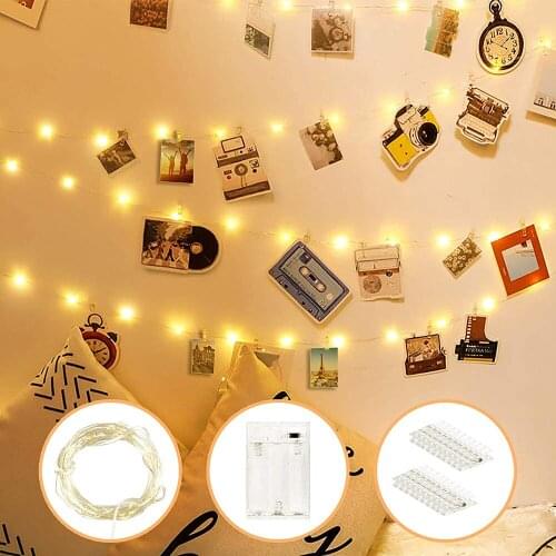 Yohencin 5M 50 LED Photo Clips Battery Powered Fairy Lights Girls Bedroom Decoration Lights for Hanging Photos String Lights