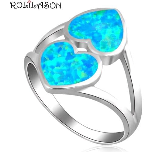 Anniversary gifts design Blue fire Opal silver plated Rings fashion jewelry USA size#6.75 #7.5 #7 #7.75 OR420