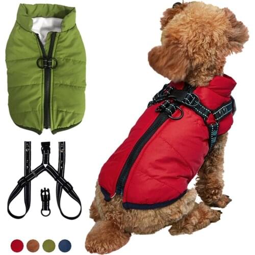 Pets Harness Vest Clothes Winter Pet Clothes For Small Dogs Puppy Clothing Waterproof Dog Jacket Chihuahua French Bulldog Coat