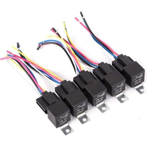 1 piece Waterproof Automotive Relay 12v 5pin 40a Car Relay 12v With Black Red Copper Terminal Auto Relay With Relay Socket