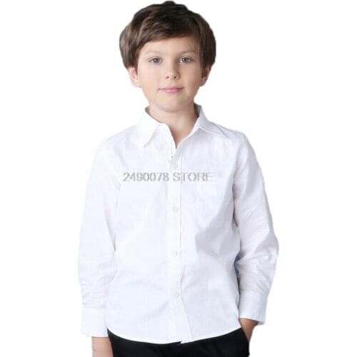 Boys Girls Speech contest 100% Cotton Shirts Kids Formal Shirts Teenagers School Performance Uniform 4-16 Years Party Vestidos