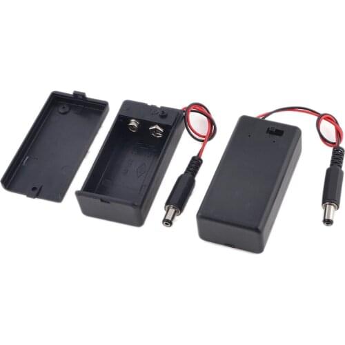 2pcs 2.1 x 5.5mm Male Plug Case Box Holder w Cover for 9V Battery