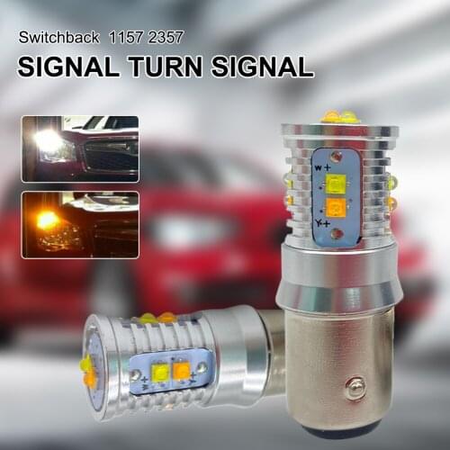 2PCS Car LED Bulb 1157 2357 Turn Signal DRL Bulb 10-SMD White Amber Dual Color 12-24V 1200LM Car Headlight Bulb Auto Lamp