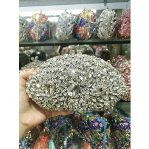 34 Silver Styles IN STOCK Rhinestone Clutch Bag Purse For Party Wedding Prom Chain Handbags Women’s Phone Clutches Bags Handbag
