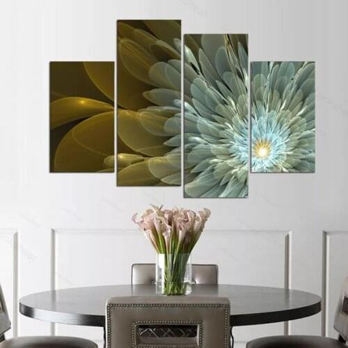 4 Panels Canvas Wall Painting Wealth and Luxury Golden Flowers Art Picture Home Decor On Canvas Modern Wall Painting